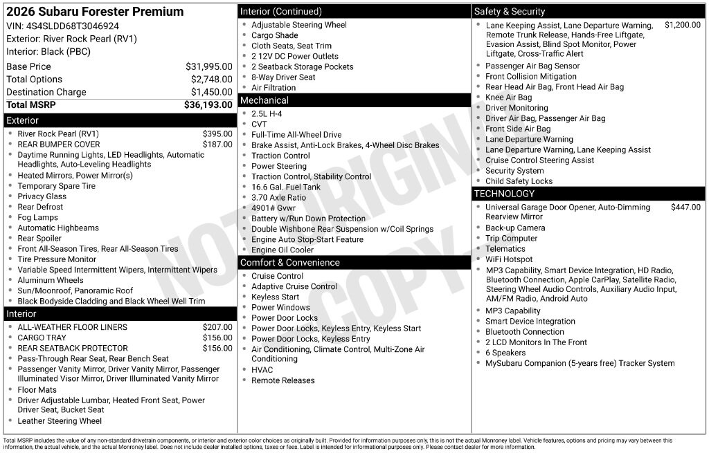 Used 2026 Subaru Forester Premium SUV