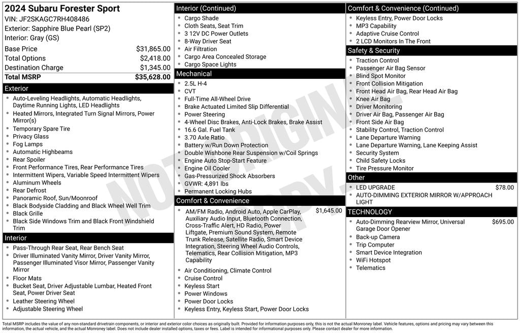 Used 2024 Subaru Forester Sport SUV