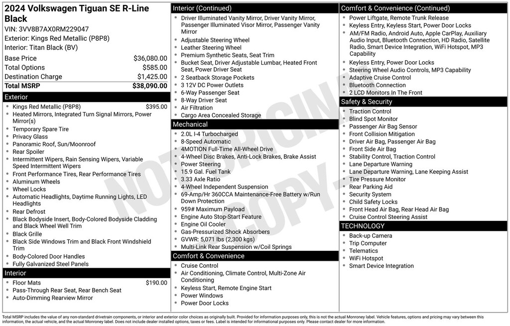 Used 2024 Volkswagen Tiguan 2.0T SE R-Line Black SUV