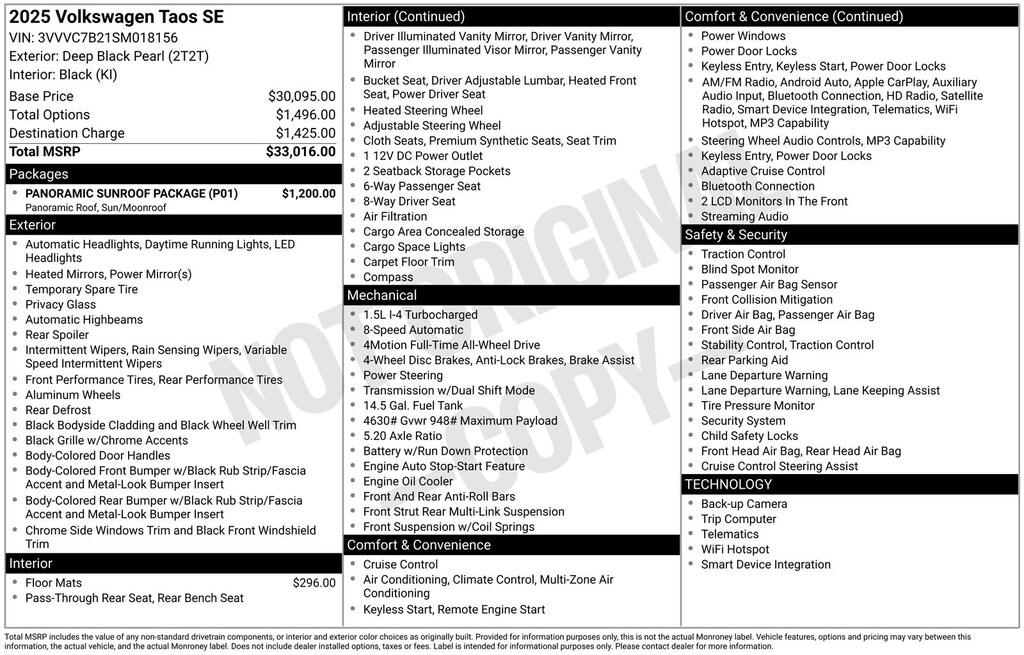 Used 2025 Volkswagen Taos 1.5T SE SUV