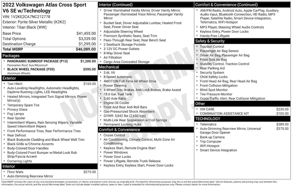 Used 2022 Volkswagen Atlas Cross Sport 3.6L V6 SE w/Technology SUV
