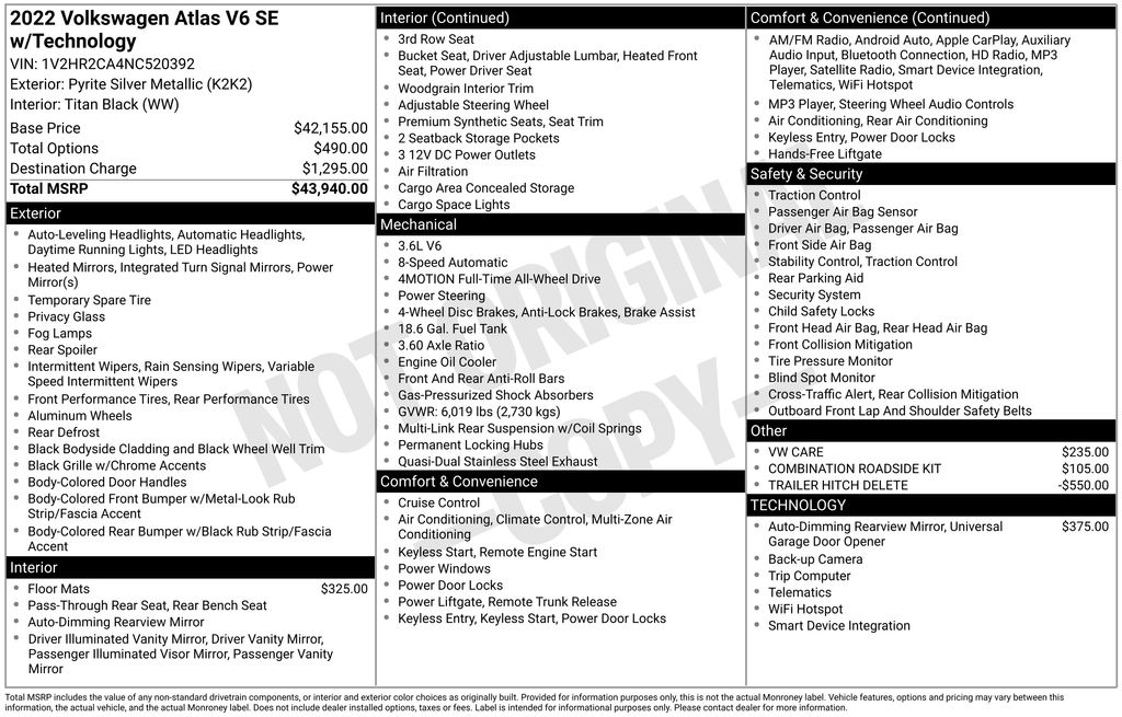 2022 Volkswagen Atlas SUV 