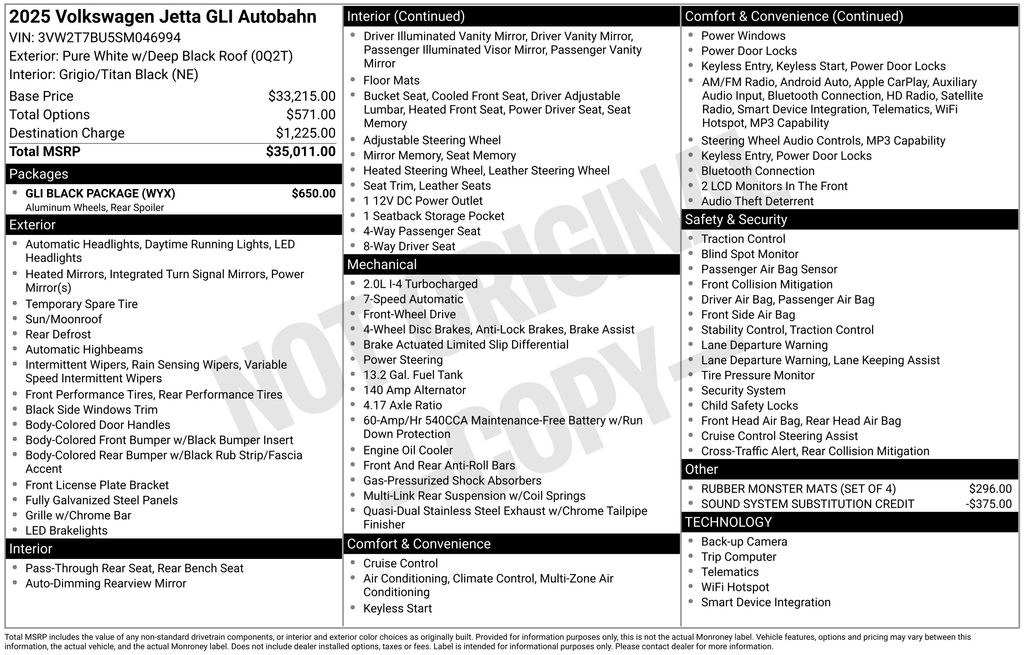 2025 Volkswagen Jetta GLI Sedan 