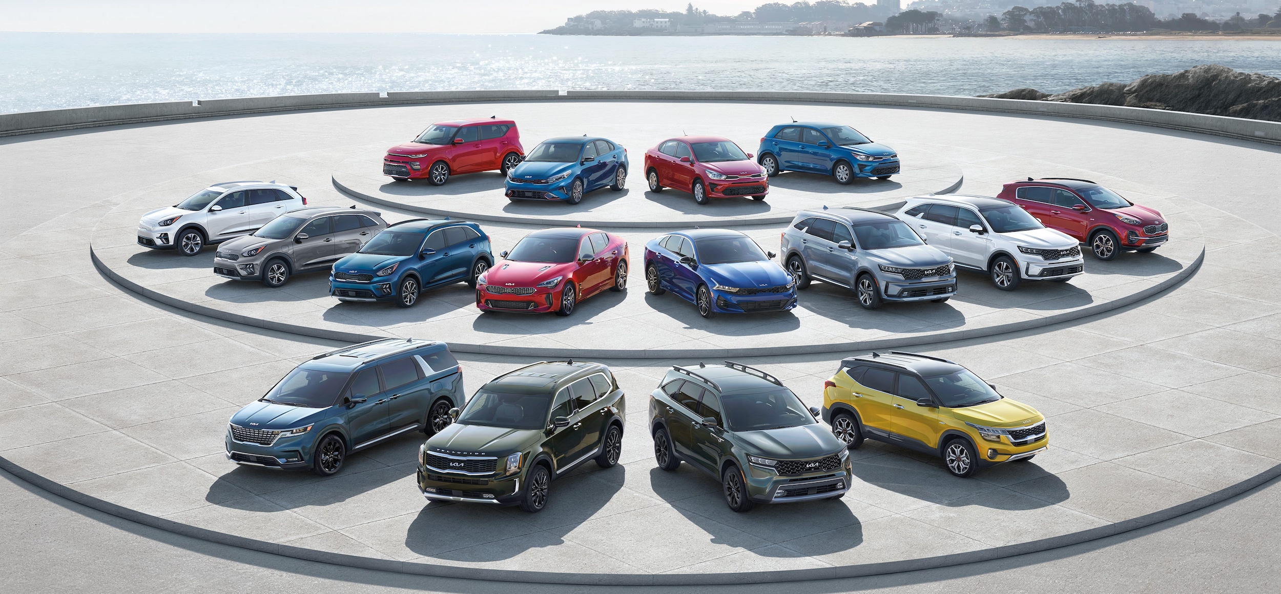 Kia models all parked