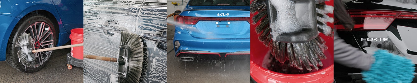 various stage of car getting detailing services done