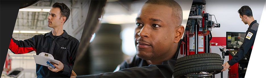 tire center technicians at work