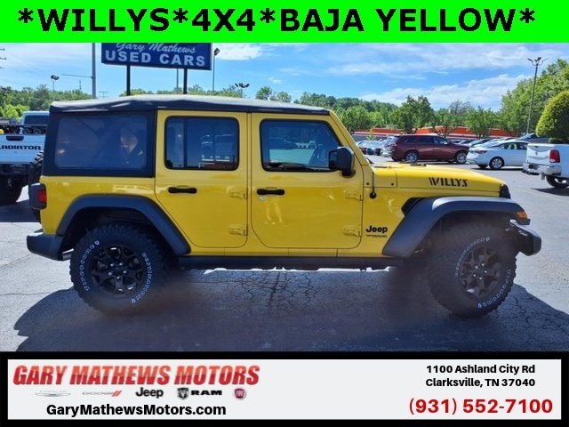 Used 2021 Jeep Wrangler Unlimited Willys Sport with VIN 1C4HJXDN1MW528132 for sale in Clarksville, TN