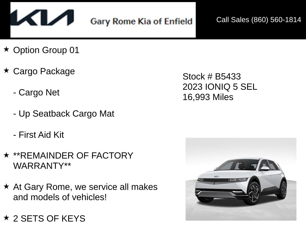 Used 2023 Hyundai IONIQ 5 SEL with VIN KM8KNDAF2PU164711 for sale in Enfield, CT