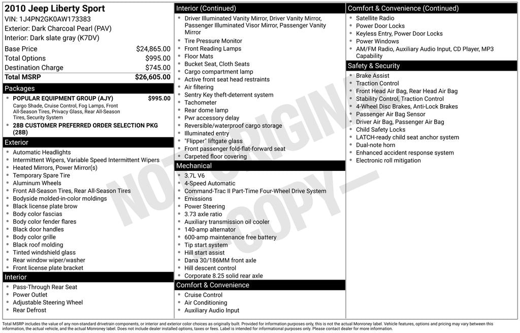 Used 2010 Jeep Liberty Sport SUV