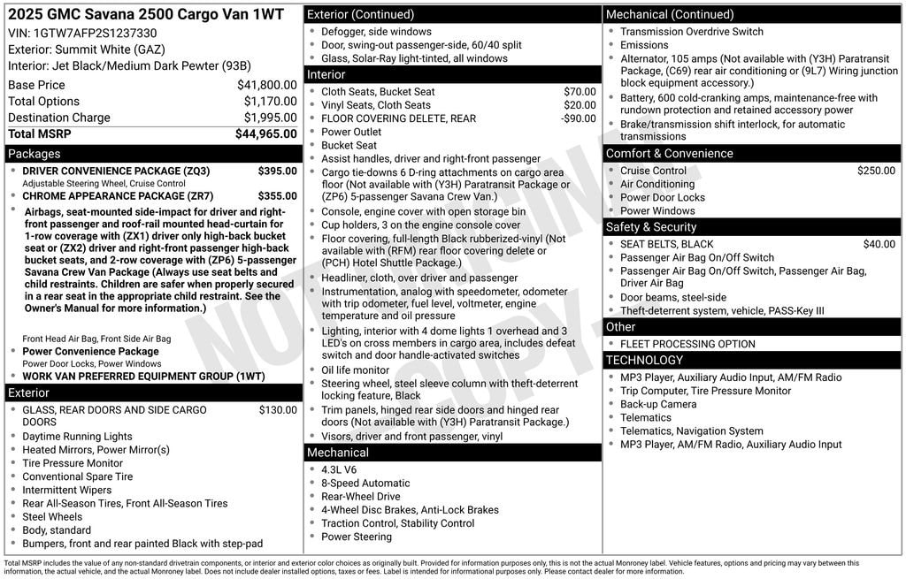 2025 GMC Savana Cargo Van