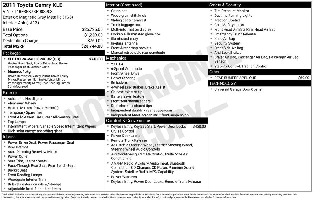 2011 Toyota Camry 2.5 Auto XLE's photo