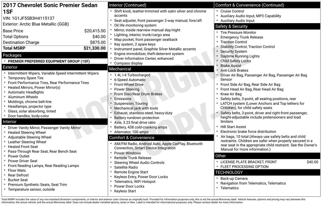 2017 Chevrolet Sonic Premier - Photo 1