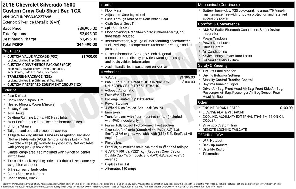 2018 Chevrolet Silverado 1500 Custom 4X4 Crew Cab Short Box's photo