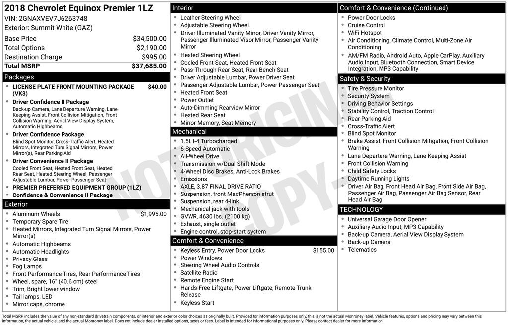 Used 2018 Chevrolet Equinox Premier SUV