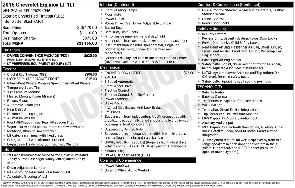 Used 2015 Chevrolet Equinox LT SUV