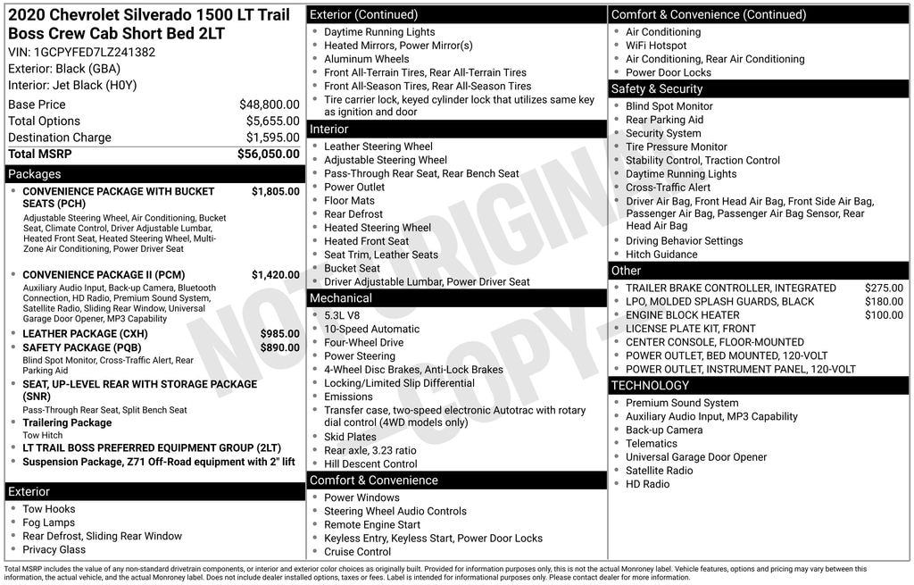 Used 2020 Chevrolet Silverado 1500 LT Trail Boss Truck Crew Cab