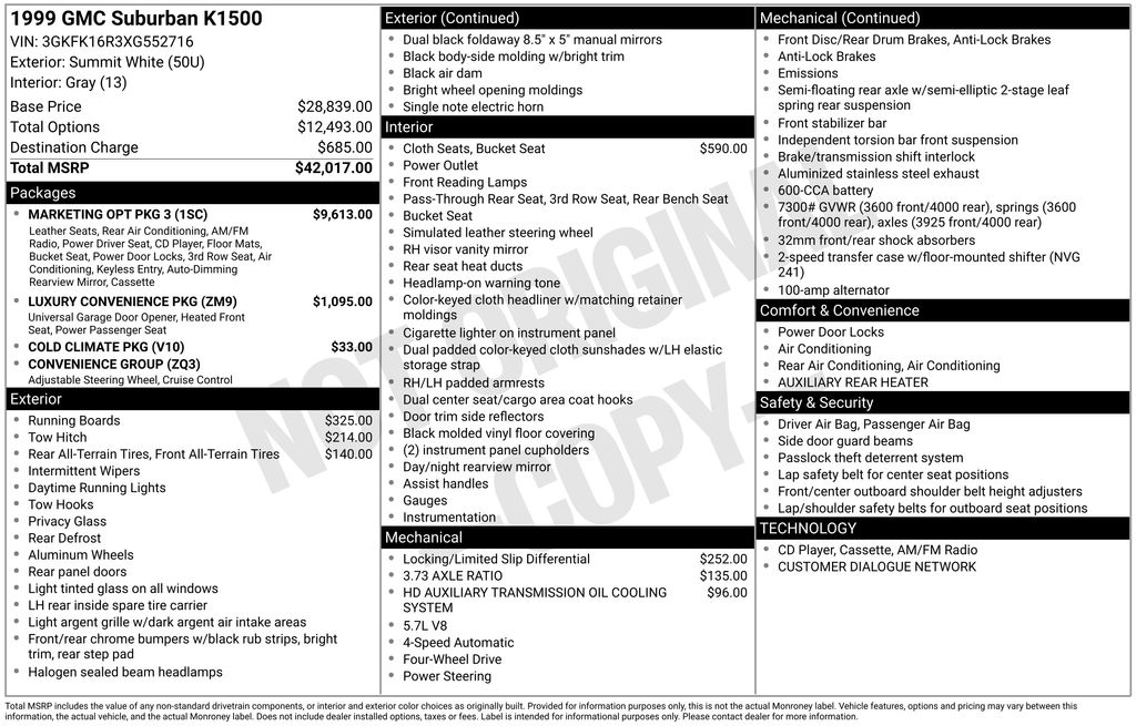 1999 Gmc Suburban 1500