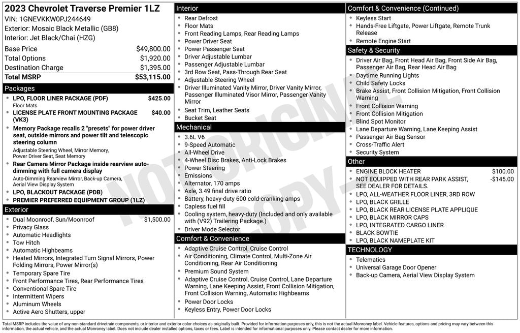 Used 2023 Chevrolet Traverse Premier SUV