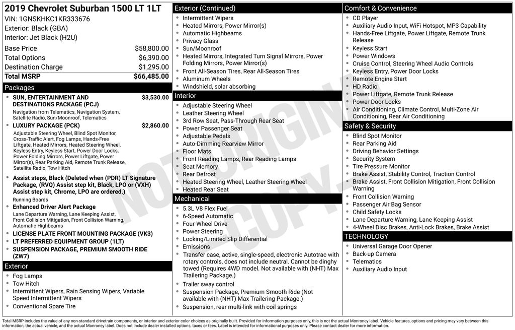 2019 Chevrolet Suburban 4WD 1500 LT's photo