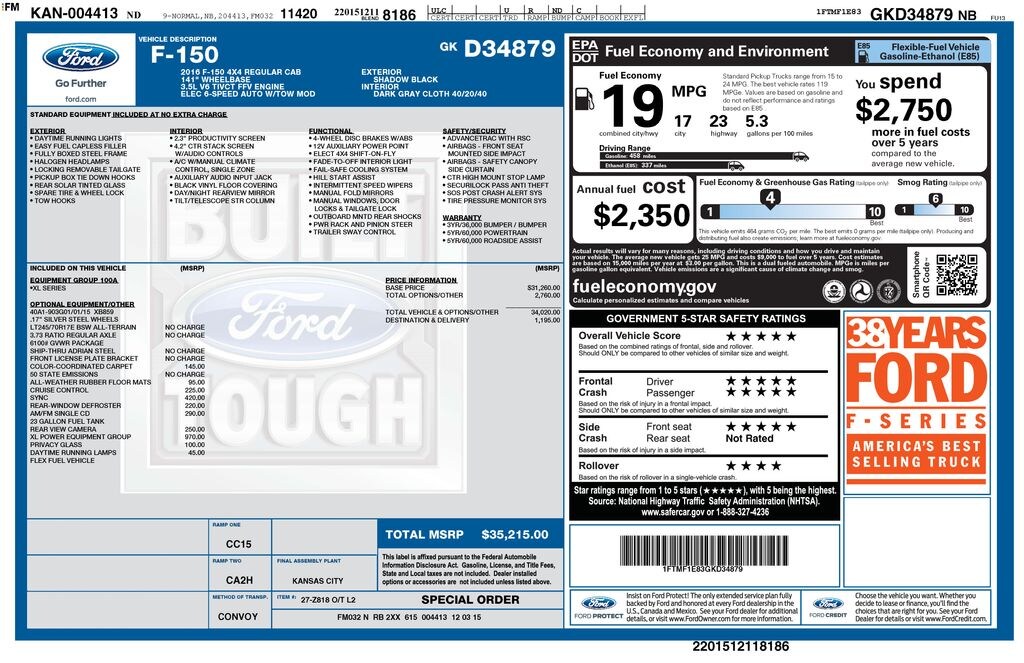 Used 2016 Ford F-150 XL Truck Regular Cab