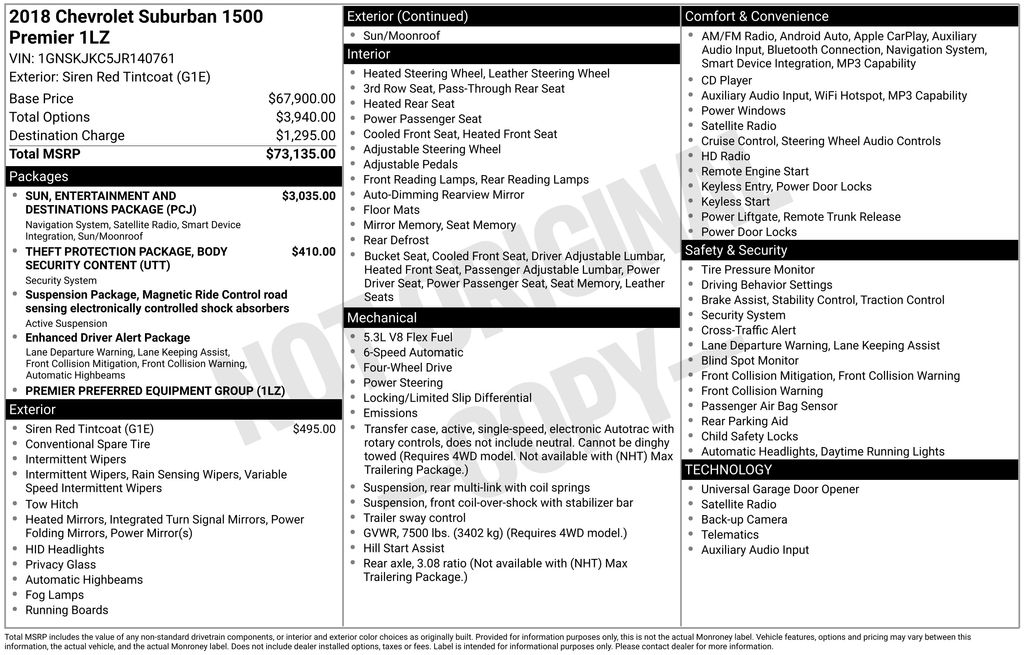 2018 Chevrolet Suburban 4WD 1500 Premier's photo