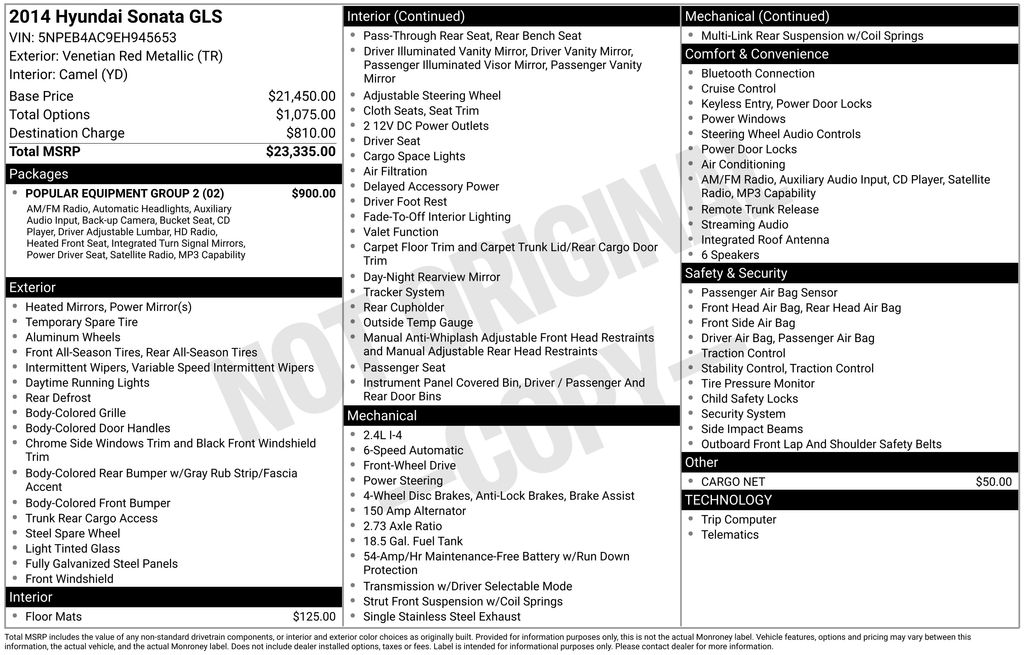 2014 Hyundai Sonata GLS I4 A/T PZEV's photo
