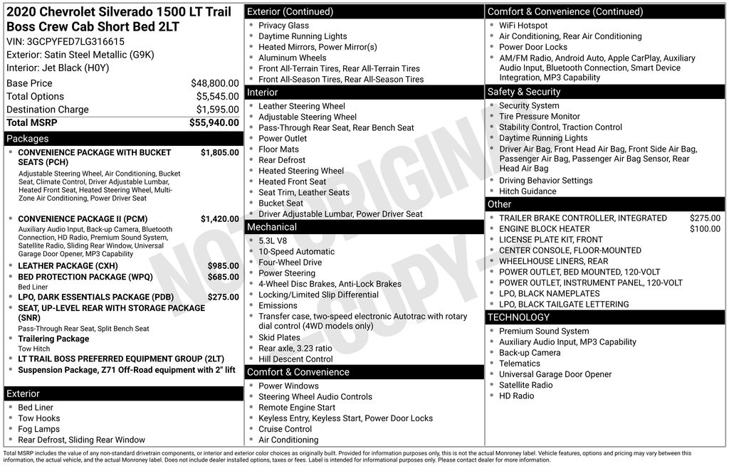 2020 Chevrolet Silverado 1500 LT Trail Boss 4X4 Crew Cab Short Box's photo