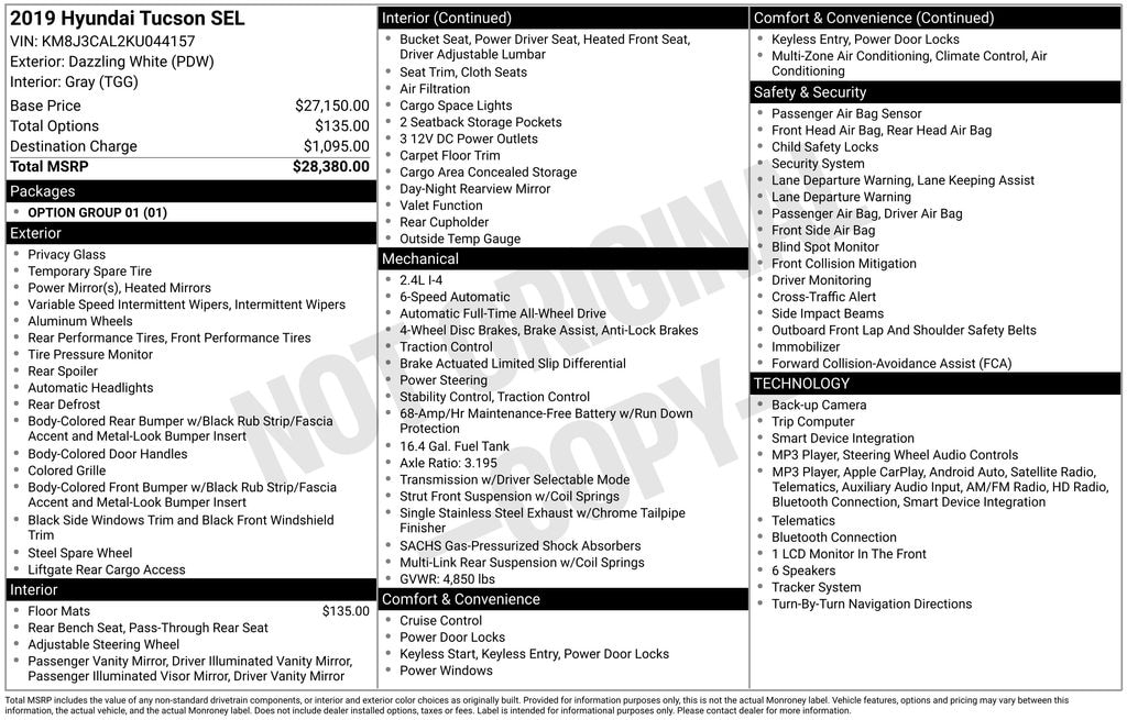 Used 2019 Hyundai Tucson SEL SUV