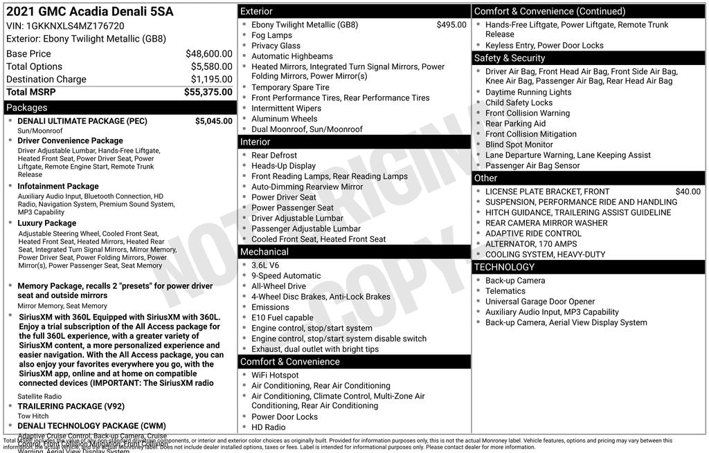 Used 2021 GMC Acadia Denali SUV