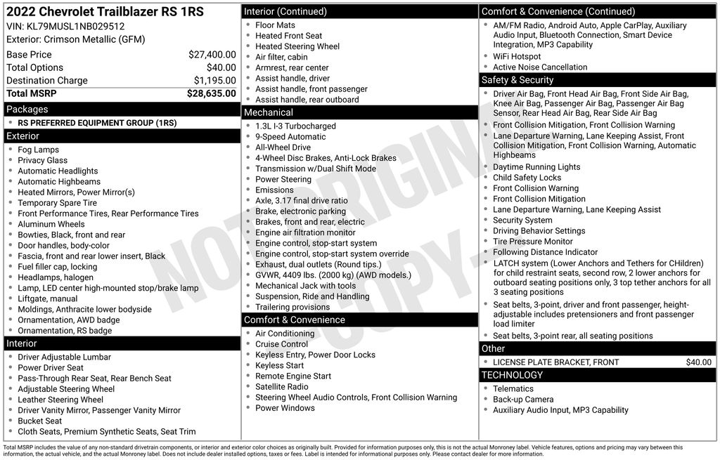 2022 Chevrolet Trailblazer RS AWD's photo