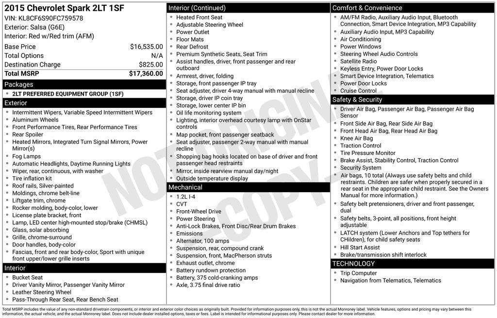 2015 Chevrolet Spark 2LT