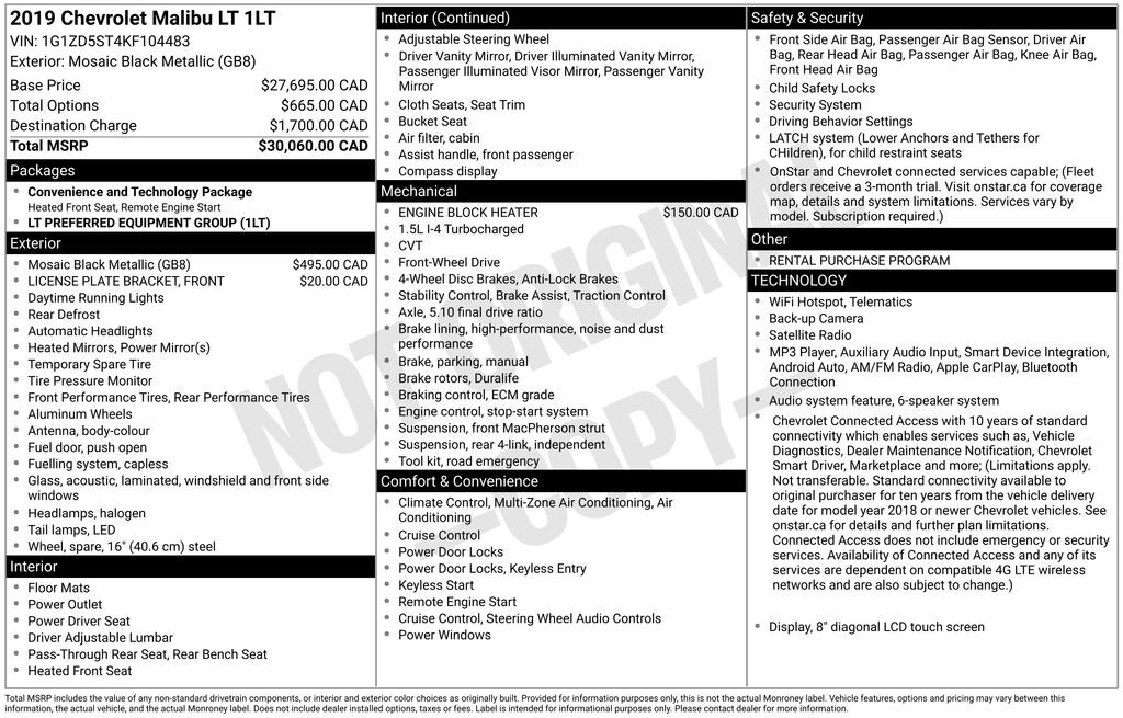 Used 2019 Chevrolet Malibu LT Sedan