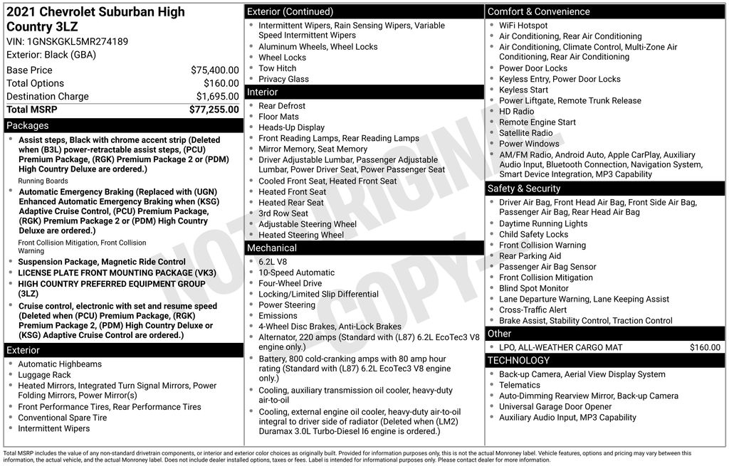 2021 Chevrolet Suburban 4WD 1500 High Country's photo