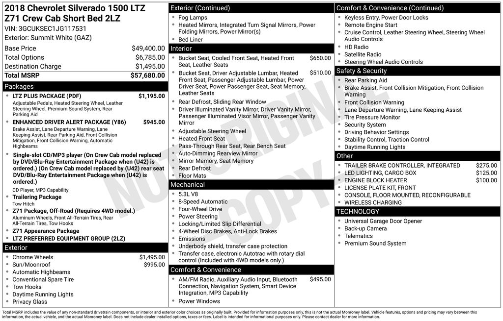2018 Chevrolet Silverado 1500 LTZ Z71 4X4 Crew Cab Short Box's photo