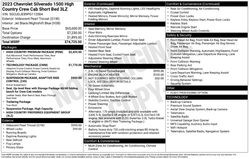 Used 2023 Chevrolet Silverado 1500 High Country Truck Crew Cab