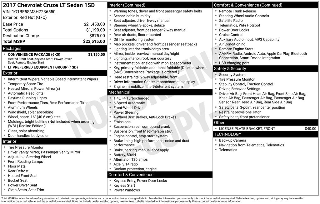 2017 Chevrolet Cruze LT Auto's photo