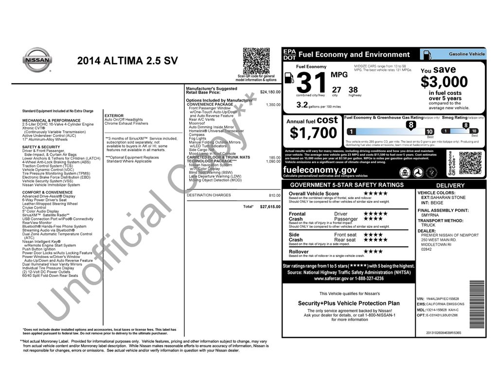 2014 Nissan Altima 2.5 SV's photo