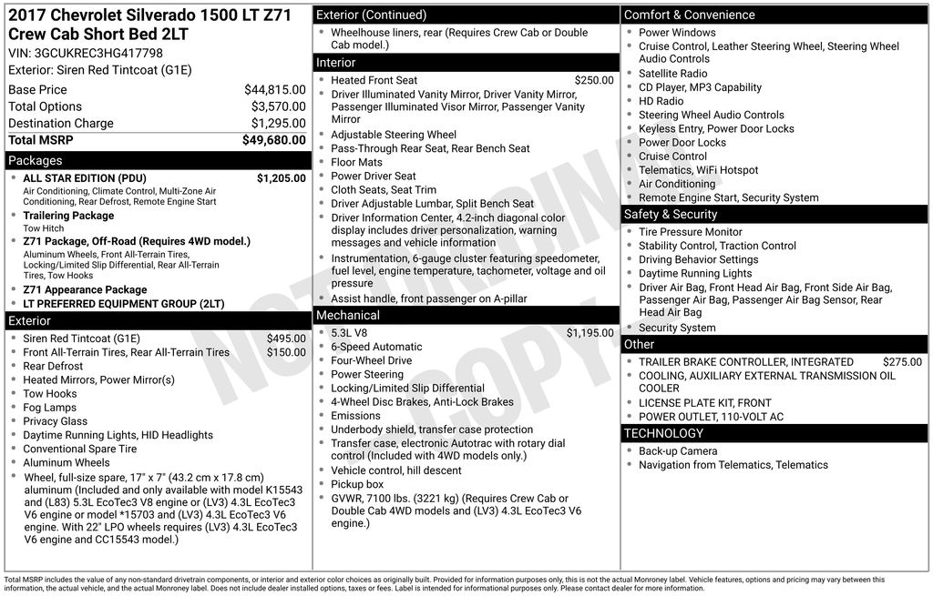2017 Chevrolet Silverado 1500 LT Z71 4X4 Crew Cab Short Box's photo
