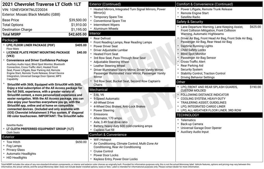 Used 2021 Chevrolet Traverse LT SUV