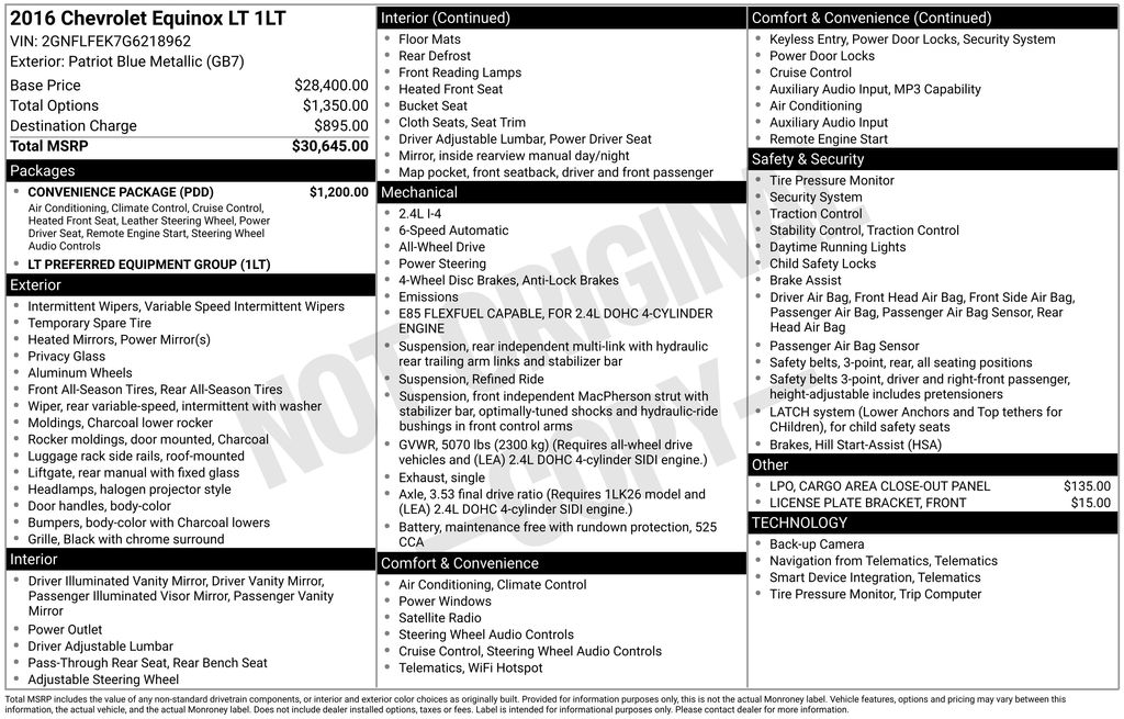 2016 Chevrolet Equinox AWD LT's photo