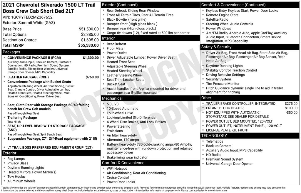2021 Chevrolet Silverado 1500 LT Trail Boss 4X4 Crew Cab Short Box's photo