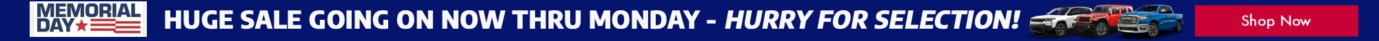 HUGE MEMORIAL DAY SALE THRU MONDAY!