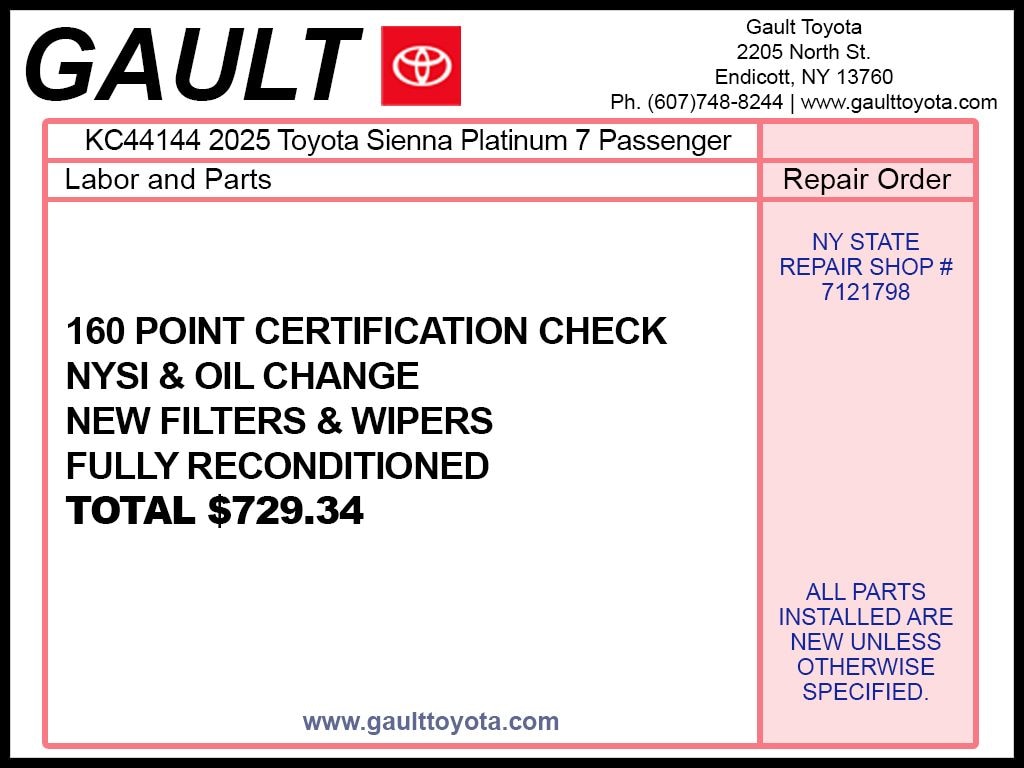 Used 2025 Toyota Sienna Platinum Minivan/Van