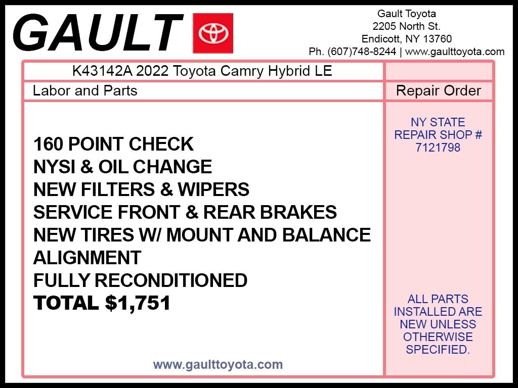 Used 2022 Toyota Camry Hybrid LE Sedan