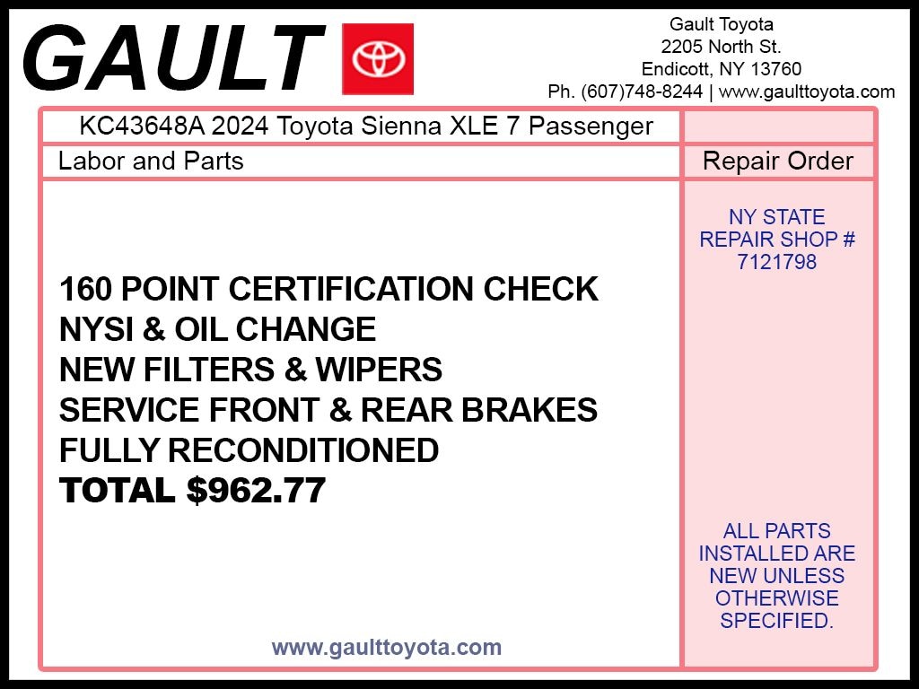 Used 2024 Toyota Sienna XLE Minivan/Van