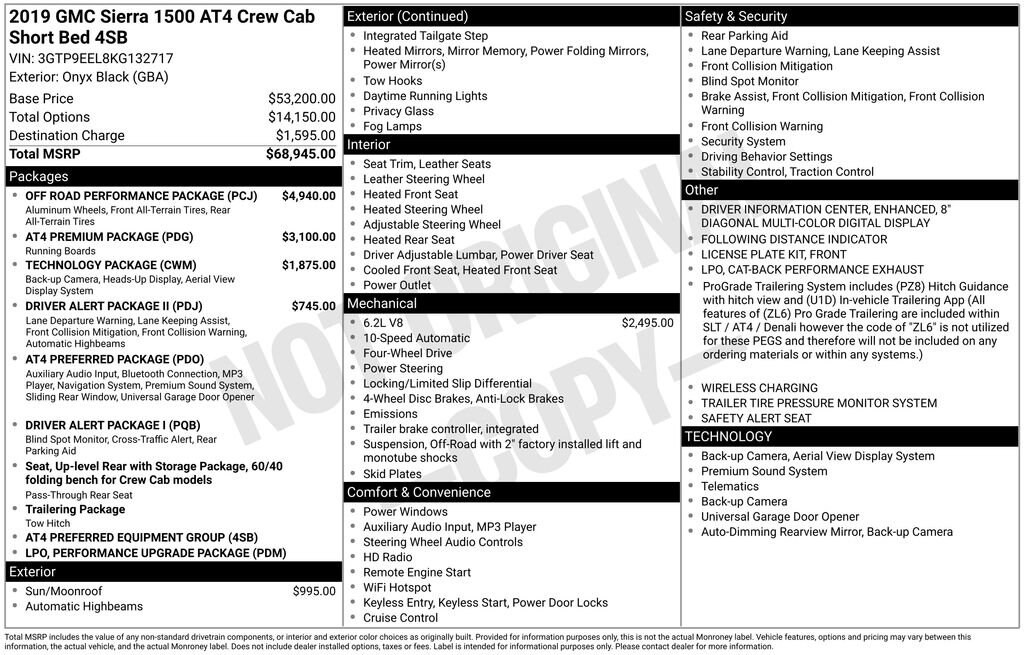 Used 2019 GMC Sierra 1500 AT4 Truck Crew Cab