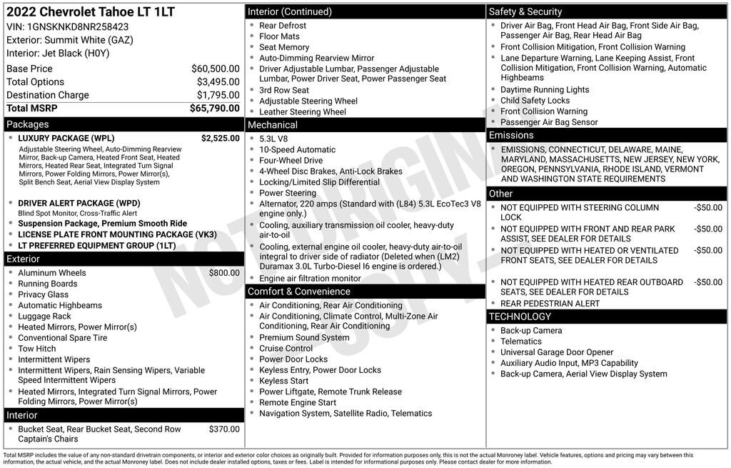 Used 2022 Chevrolet Tahoe LT SUV