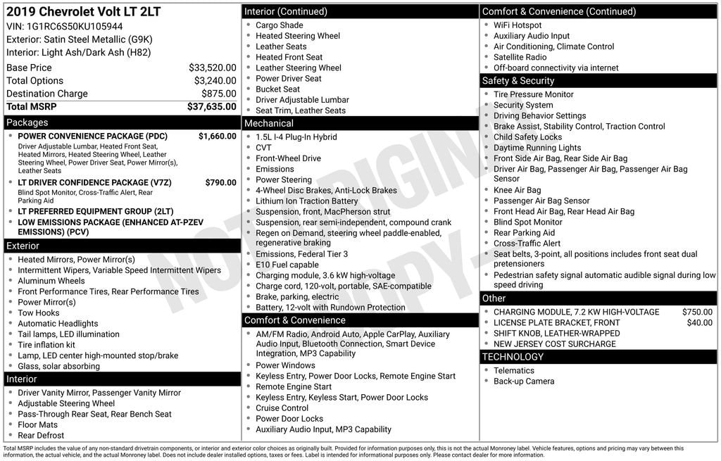 Used 2019 Chevrolet Volt LT Hatchback