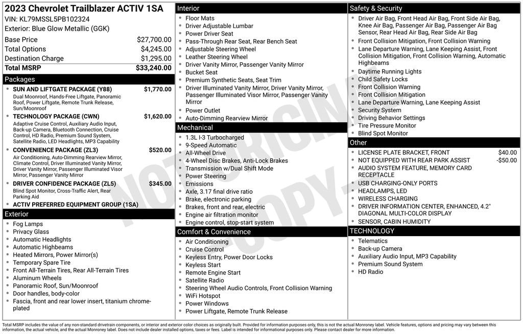 Used 2023 Chevrolet Trailblazer Activ SUV
