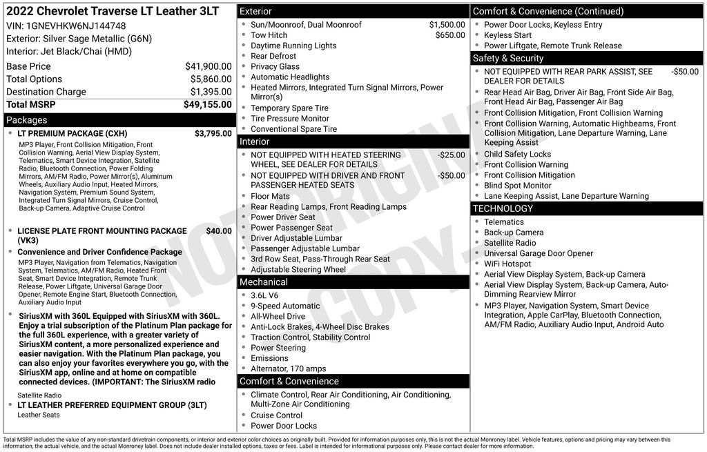Used 2022 Chevrolet Traverse LT Leather SUV